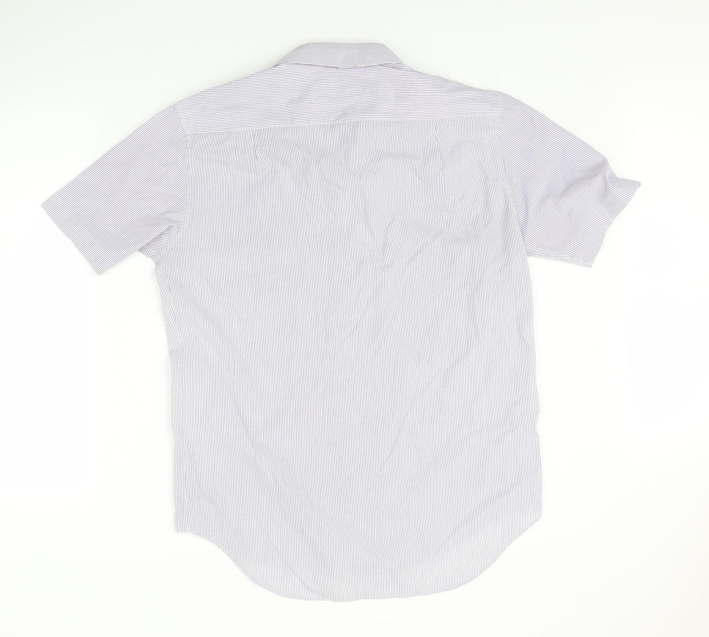 Marks and Spencer Mens Purple Striped   Button-Up Size 15.5