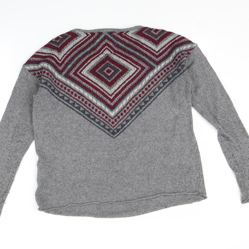 H&M Mens Grey Geometric  Pullover Jumper Size S