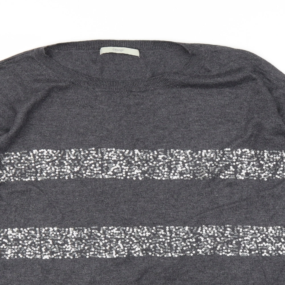 George Womens Grey Striped  Pullover Jumper Size 14