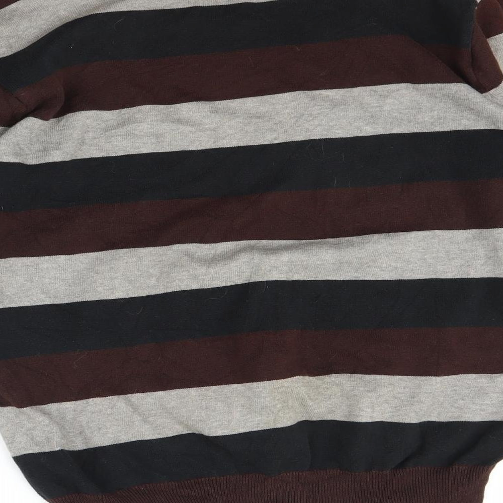 Cedar Wood State Mens Brown Striped  Pullover Jumper Size M