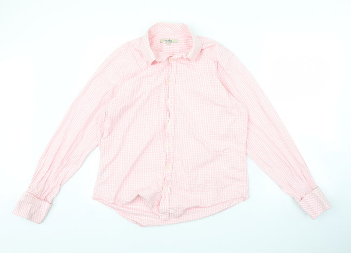 Moto Mens Pink Check   Button-Up Size L