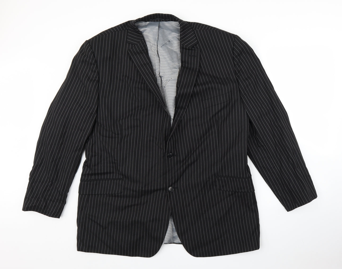 Ben Sherman Mens Black Striped  Jacket Suit Jacket Size 50