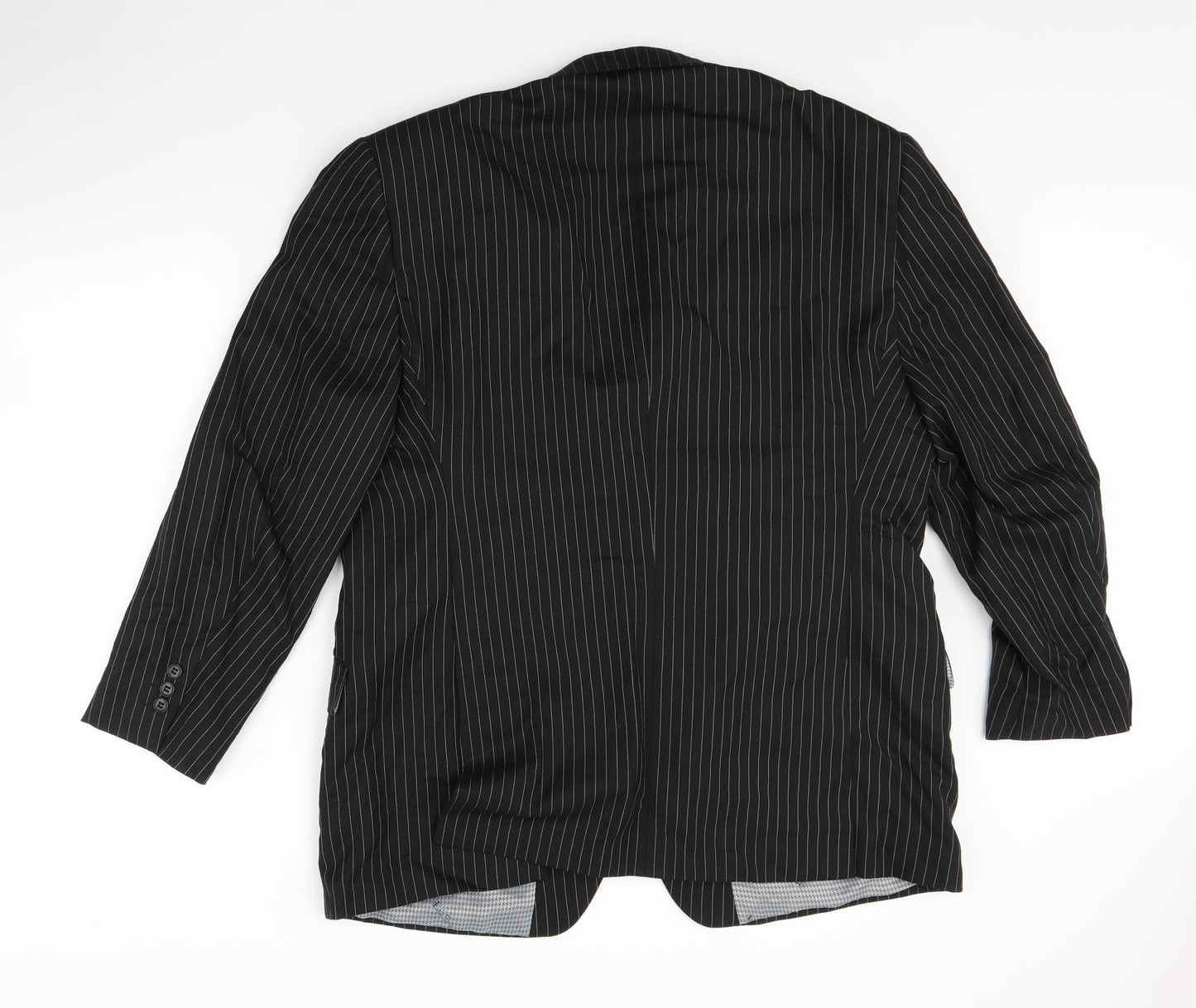 Ben Sherman Mens Black Striped  Jacket Suit Jacket Size 50