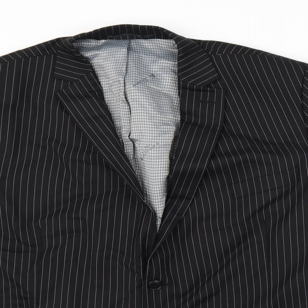 Ben Sherman Mens Black Striped  Jacket Suit Jacket Size 50