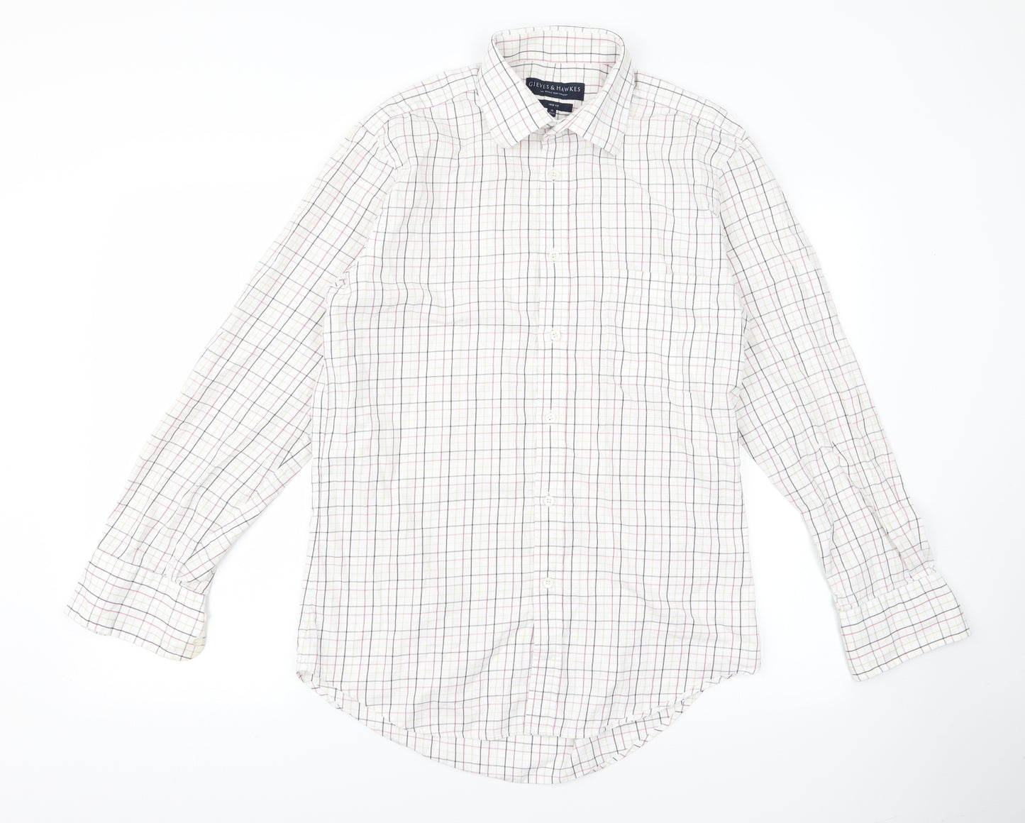 Savile Row Mens White  Rayon  Button-Up Size M