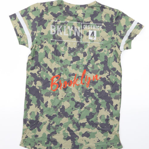 Primark Girls Green Camouflage Rayon Basic T-Shirt Size 12 Years  - brooklyn
