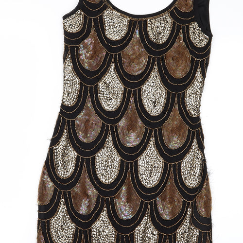 less and beads Womens Beige Geometric  T-Shirt Dress  Size S