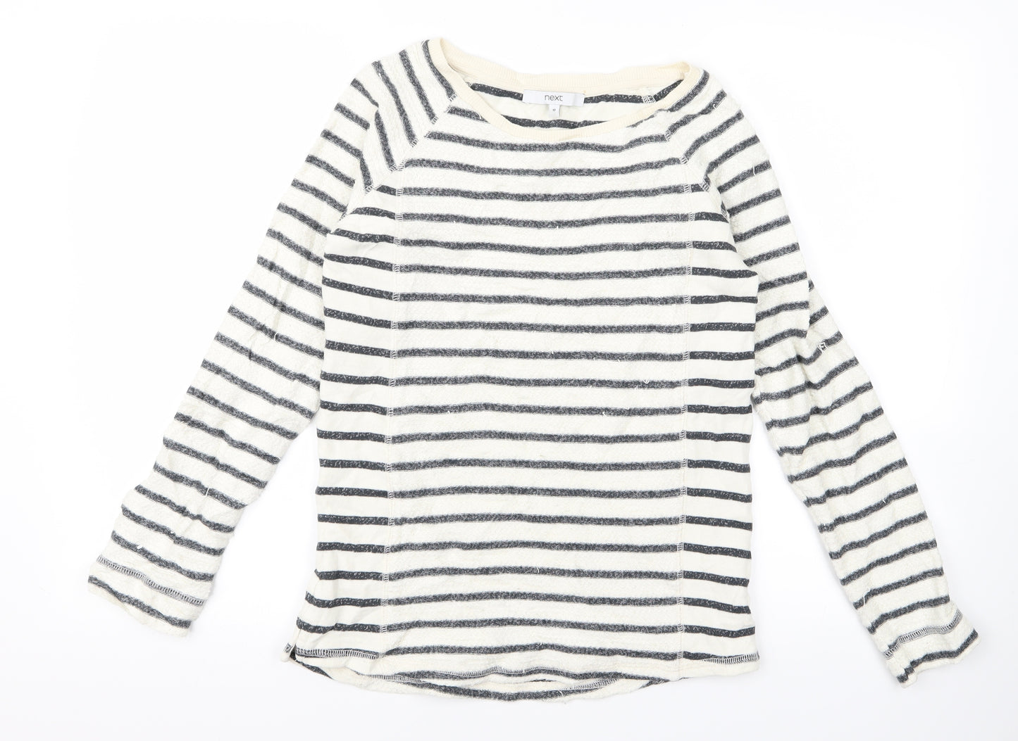 NEXT Womens White Striped Rayon Basic T-Shirt Size 10