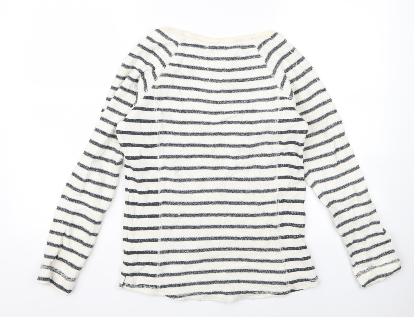 NEXT Womens White Striped Rayon Basic T-Shirt Size 10