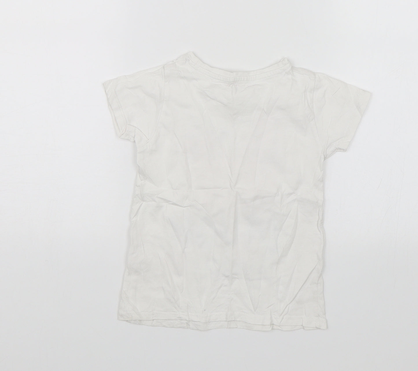Nutmeg Girls White   Basic T-Shirt Size 6-7 Years  - Love shine smile laugh sparkle
