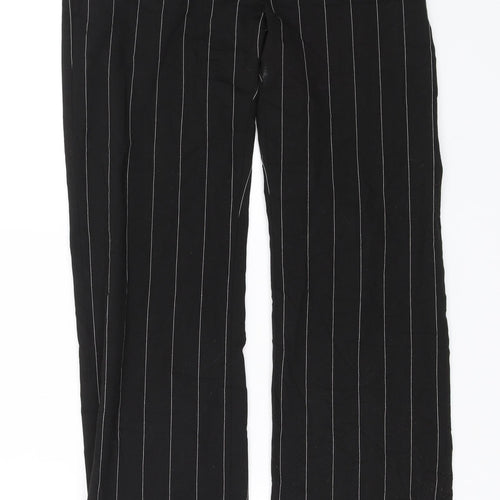 H&M Womens Black Striped Rayon Chino Trousers Size 10 L29 in