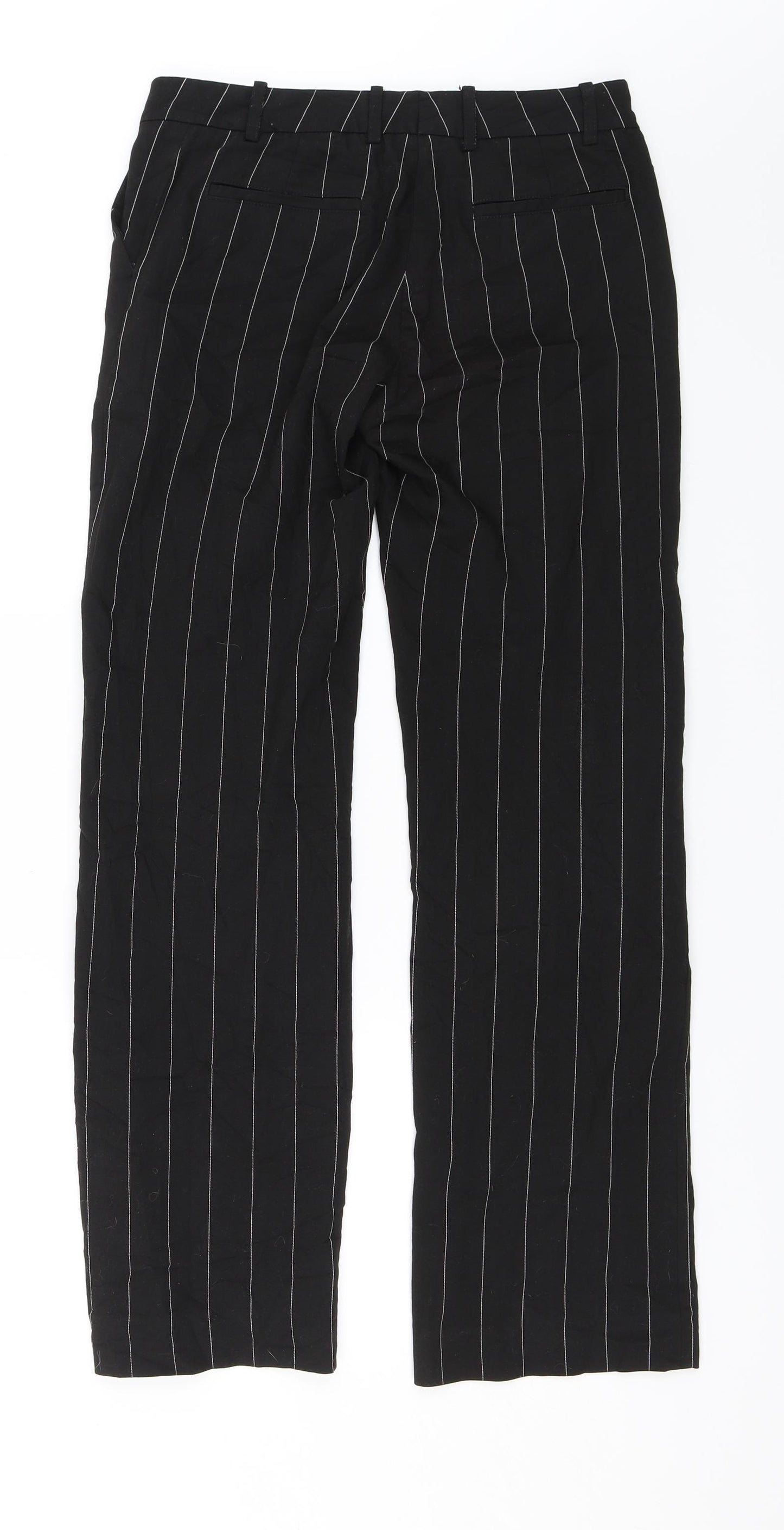 H&M Womens Black Striped Rayon Chino Trousers Size 10 L29 in