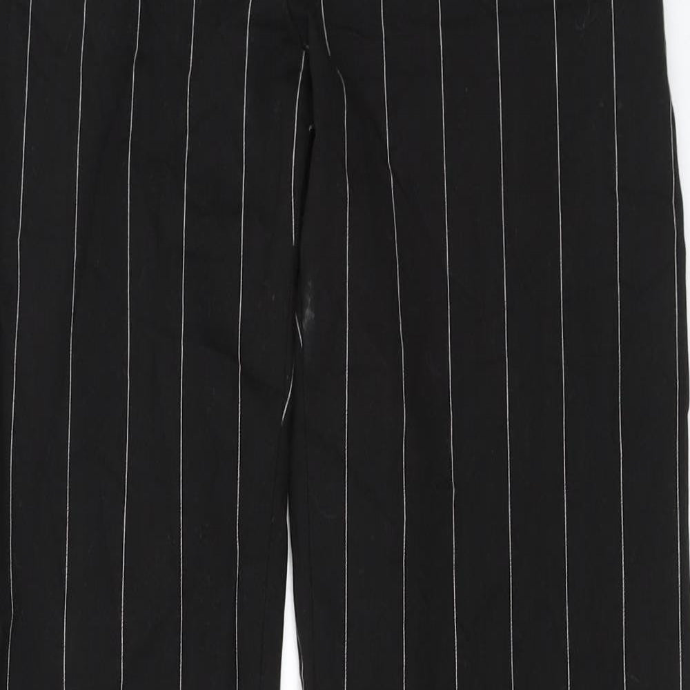 H&M Womens Black Striped Rayon Chino Trousers Size 10 L29 in