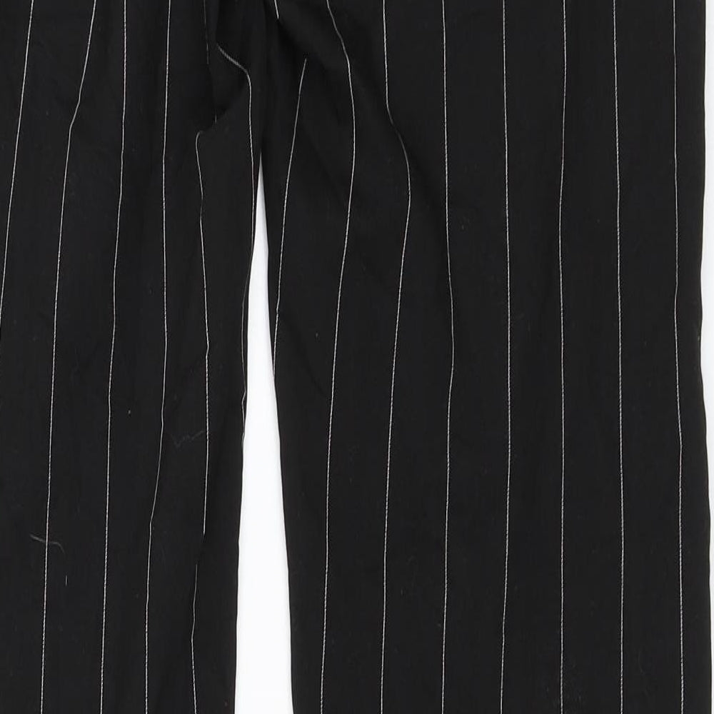H&M Womens Black Striped Rayon Chino Trousers Size 10 L29 in