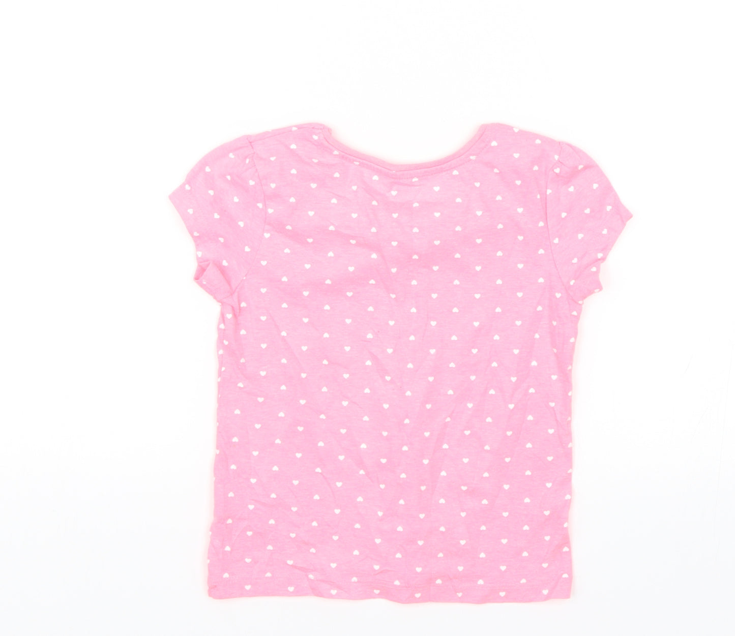 Young Dimension Girls Pink   Basic T-Shirt Size 6-7 Years  - Hearts