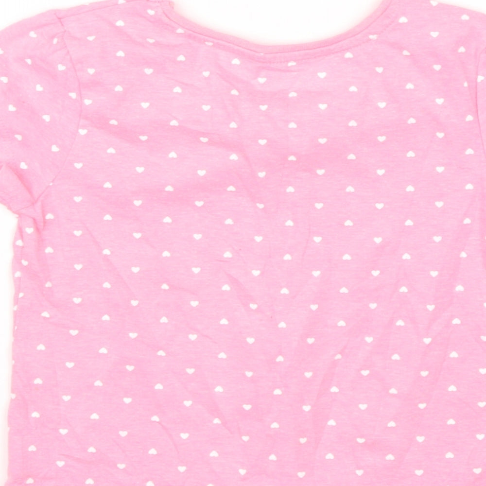 Young Dimension Girls Pink   Basic T-Shirt Size 6-7 Years  - Hearts
