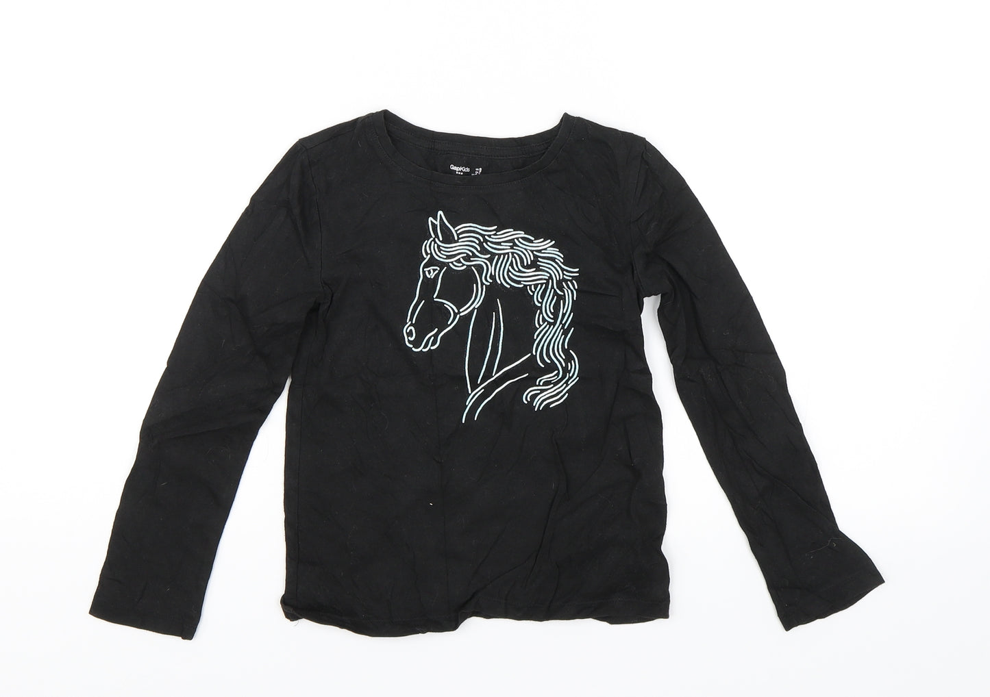 Gap Girls Black   Basic T-Shirt Size 6-7 Years  - Horse