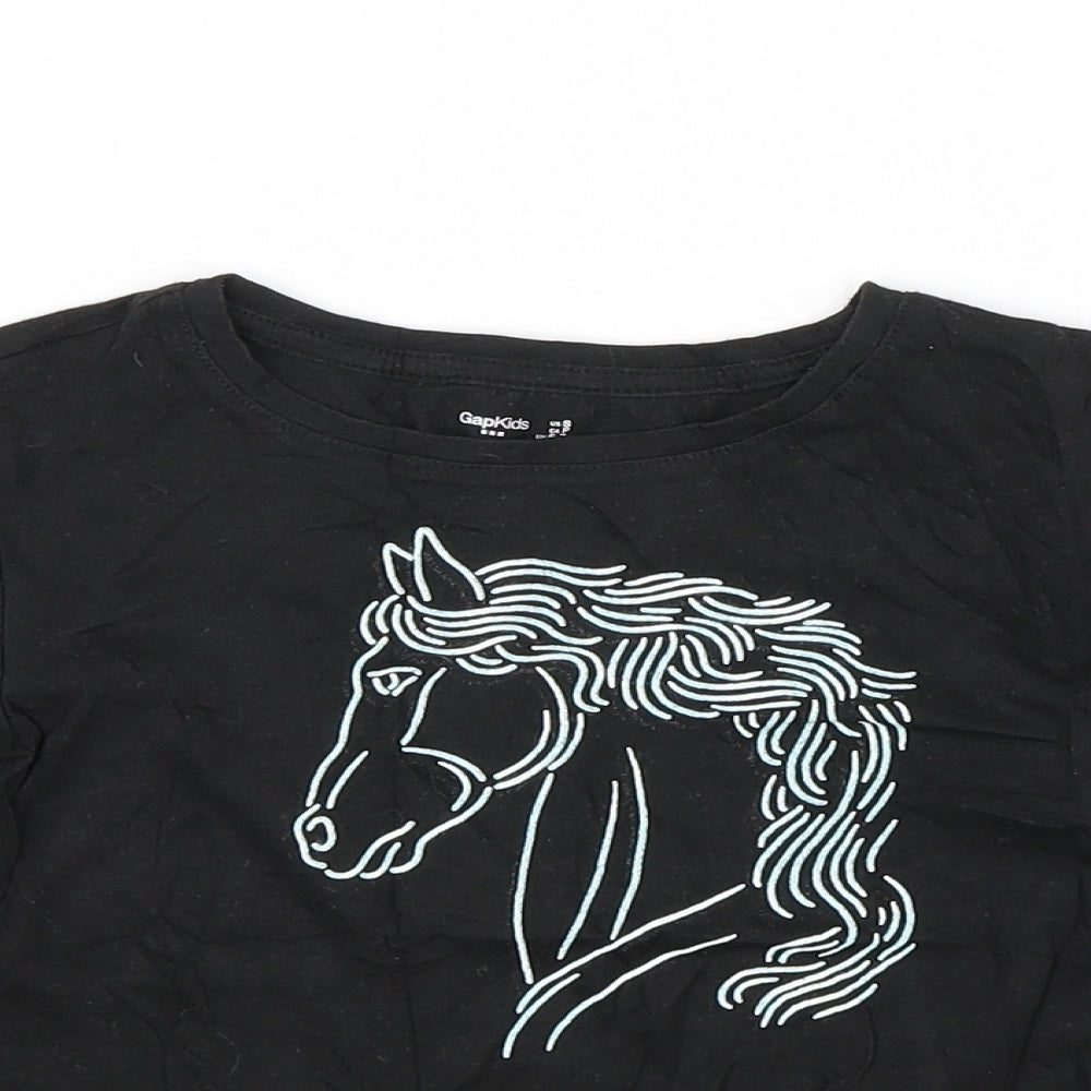 Gap Girls Black   Basic T-Shirt Size 6-7 Years  - Horse