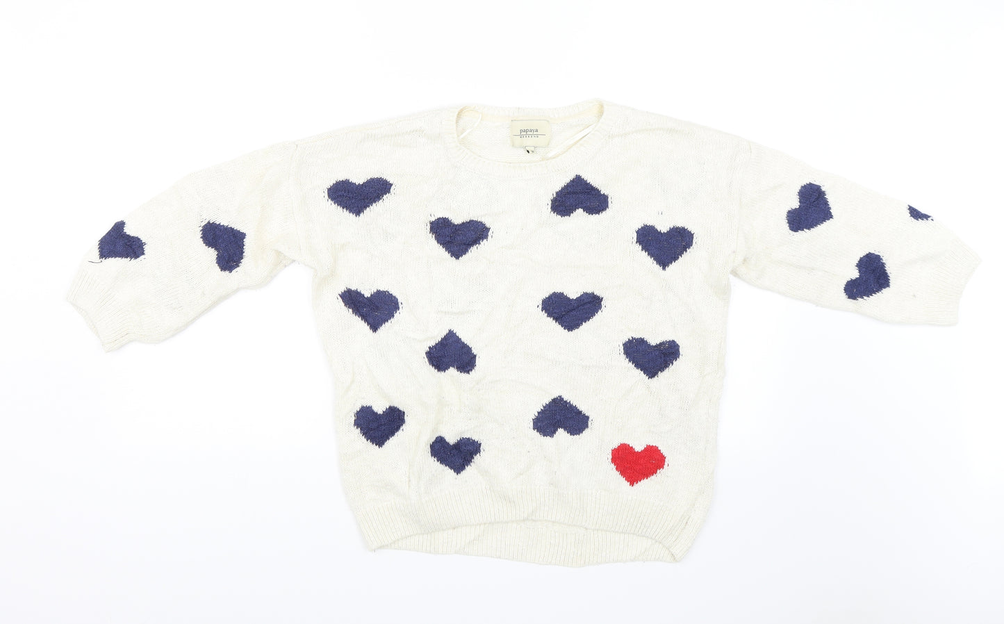 Papaya Womens White   Pullover Jumper Size M