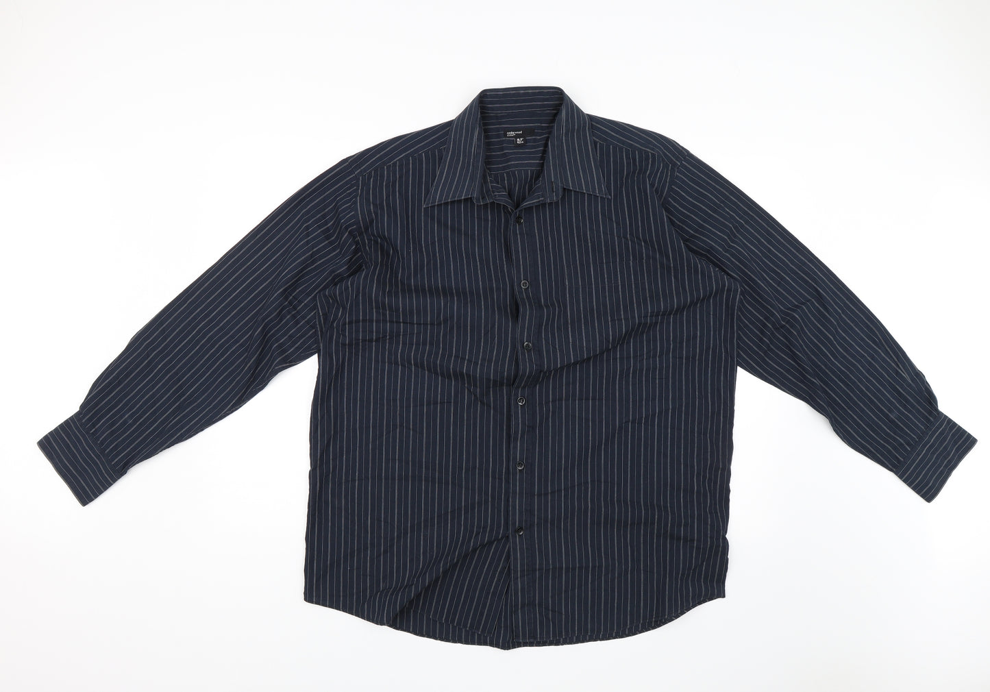 Cedar Wood State Mens Blue Striped   Dress Shirt Size 16.5