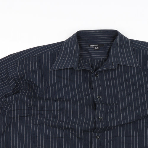 Cedar Wood State Mens Blue Striped   Dress Shirt Size 16.5