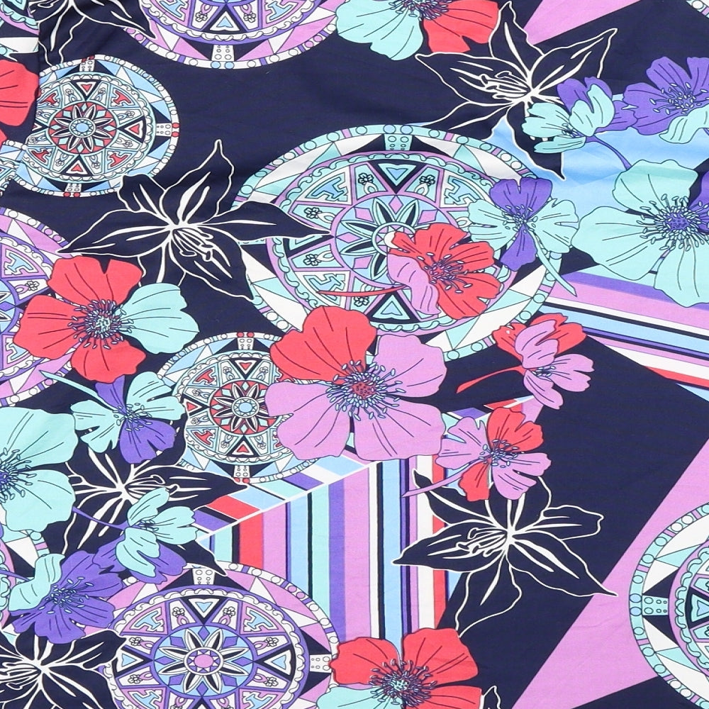 Nightingales Womens Blue Floral  Basic Blouse Size 24