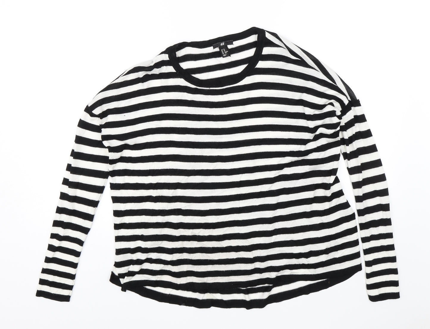 H&M Womens Black Striped  Pullover Jumper Size XS