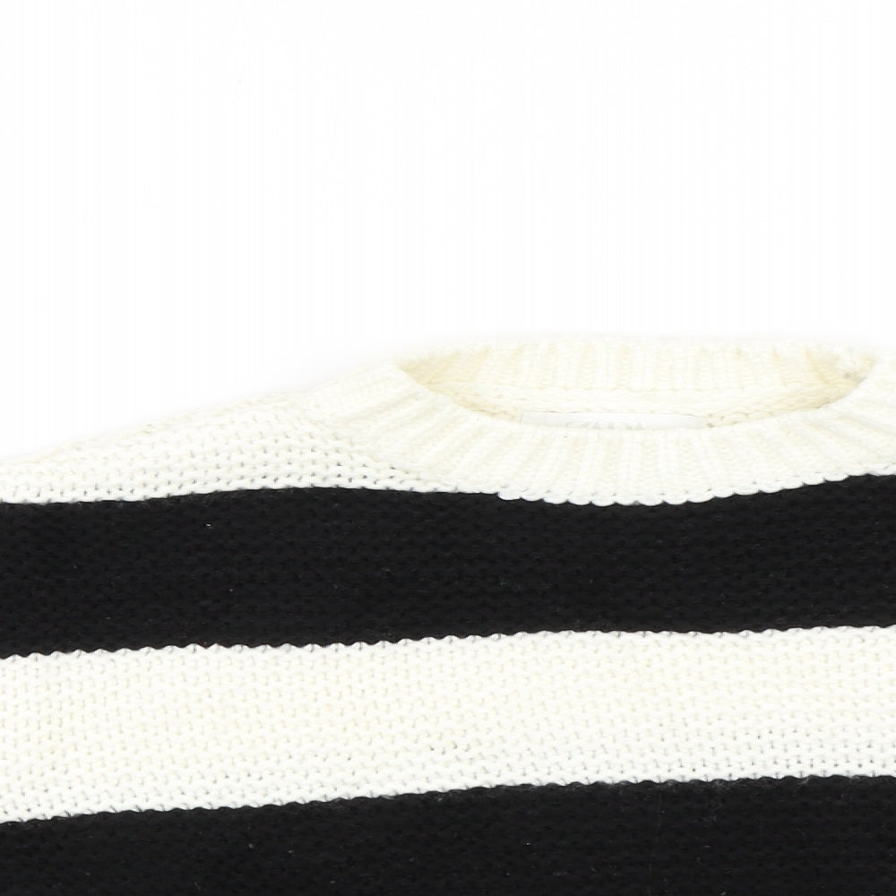 Zara Girls Black Striped  Pullover Jumper Size 6-7 Years