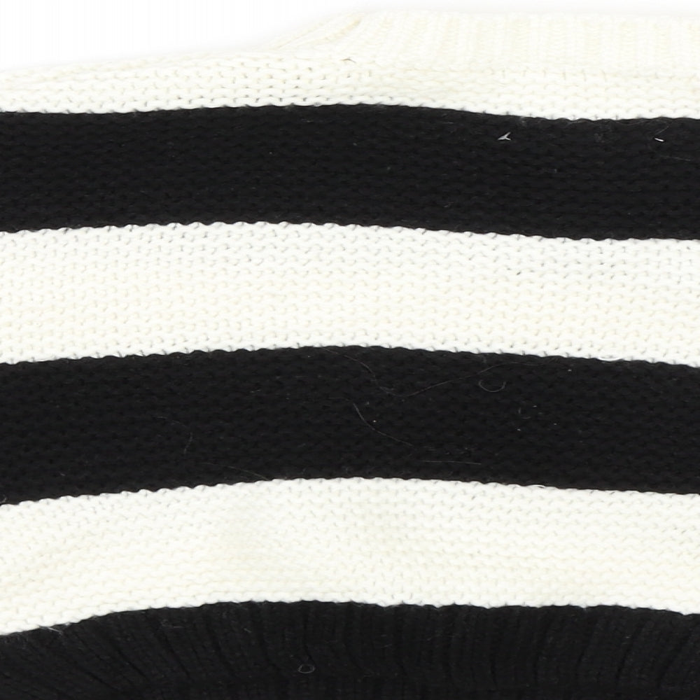 Zara Girls Black Striped  Pullover Jumper Size 6-7 Years