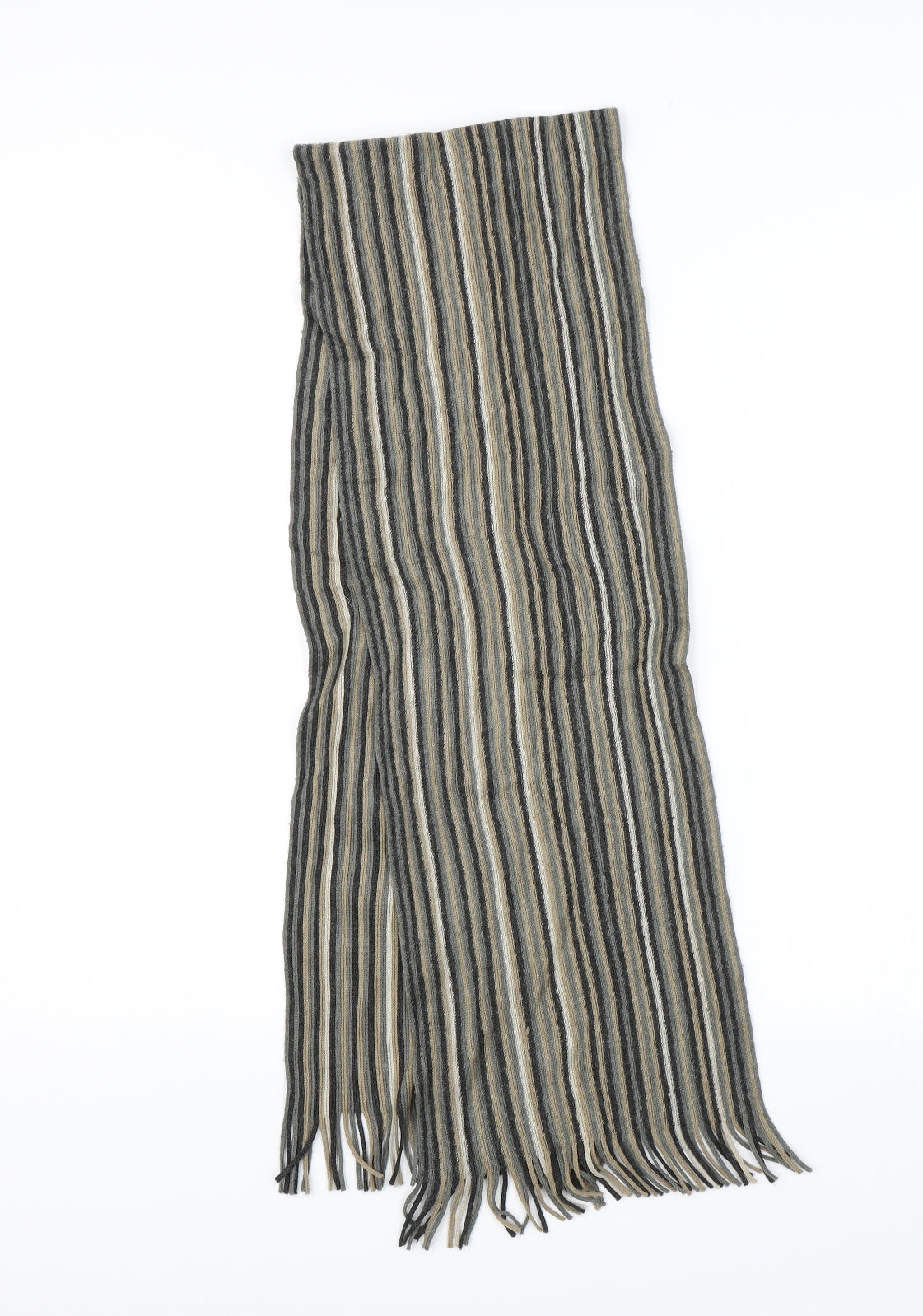 Preworn Unisex Grey Striped   Scarf