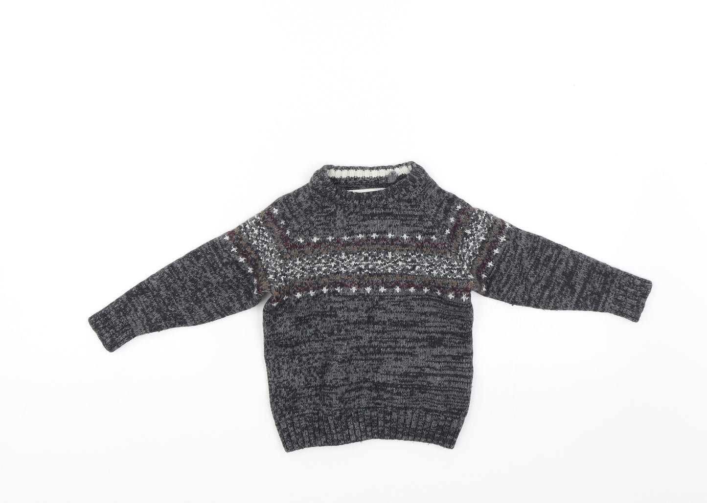 TU Boys Grey Fair Isle  Pullover Jumper Size 3 Years