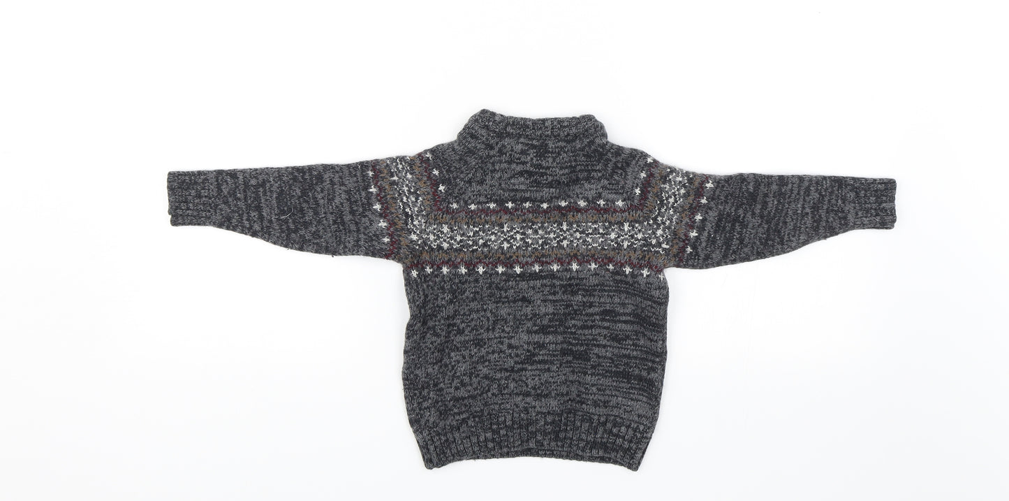 TU Boys Grey Fair Isle  Pullover Jumper Size 3 Years