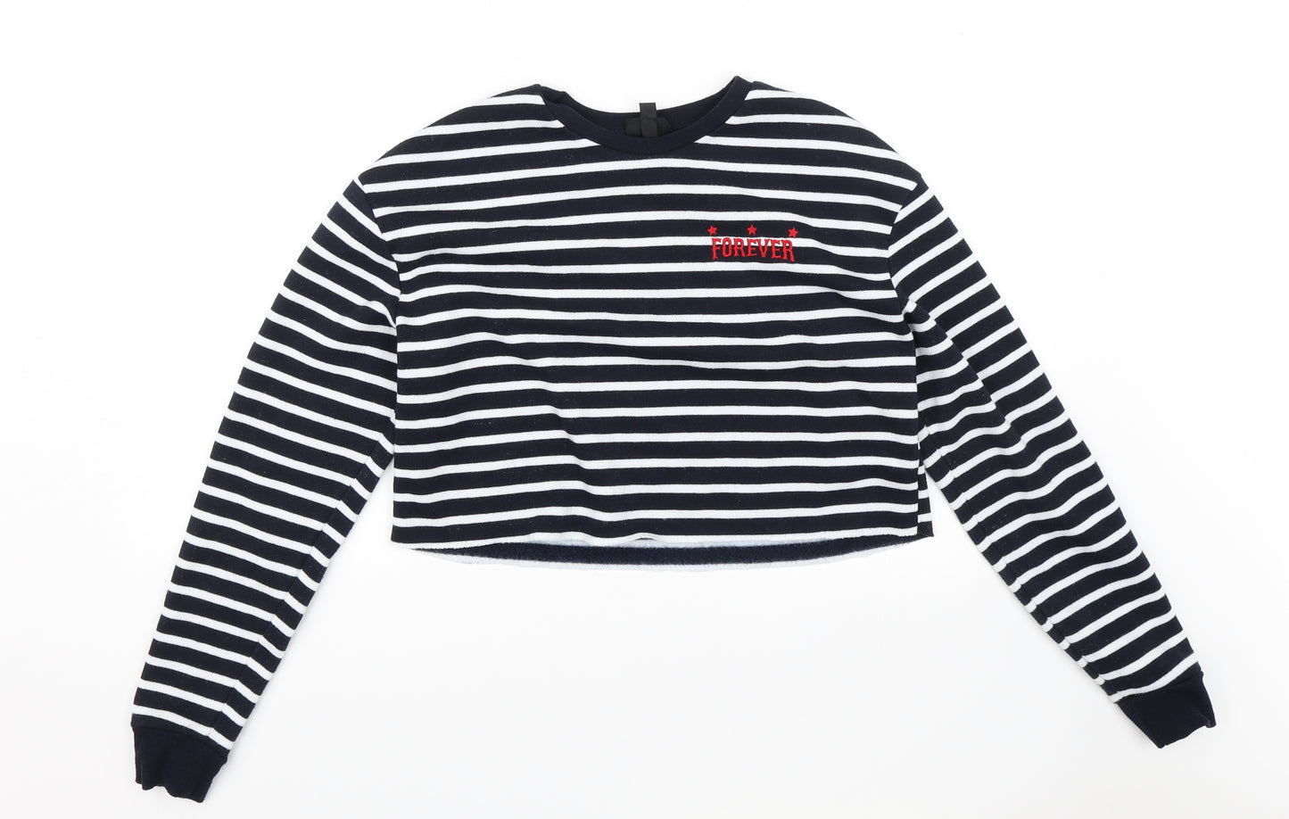 Topshop Womens Blue Striped  Pullover Jumper Size 8  - Cropped