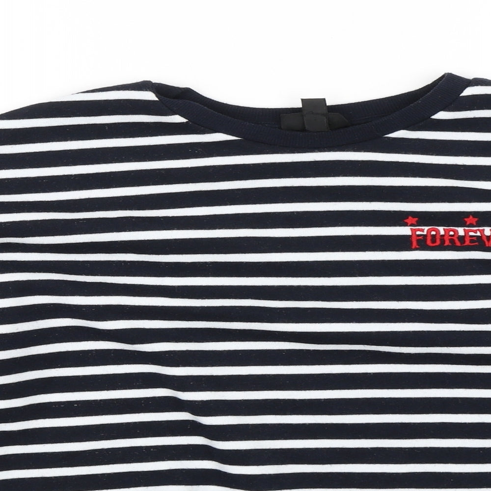 Topshop Womens Blue Striped  Pullover Jumper Size 8  - Cropped