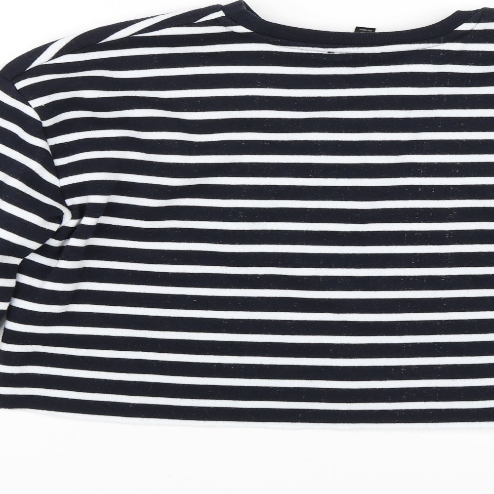 Topshop Womens Blue Striped  Pullover Jumper Size 8  - Cropped