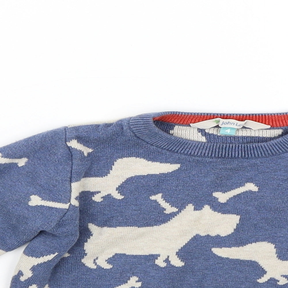 John Lewis Boys Blue   Pullover Jumper Size 4 Years  - Dogs