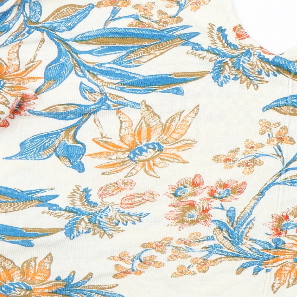 M&S Womens White Floral  Basic Blouse Size 12