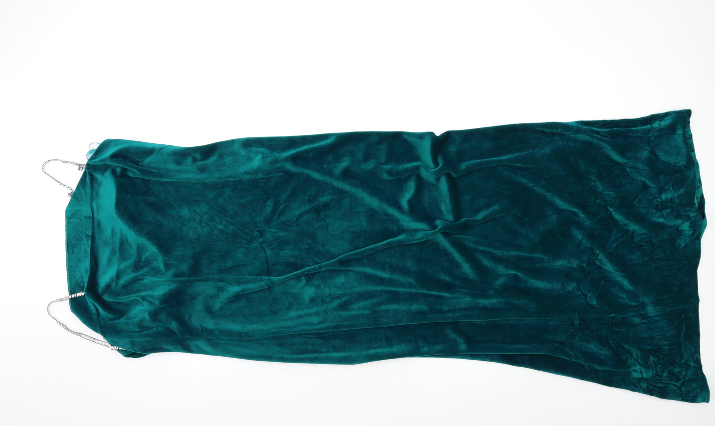 Preworn Womens Green  Velour Ball Gown  Size 16