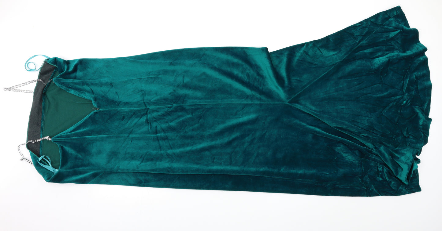 Preworn Womens Green  Velour Ball Gown  Size 16