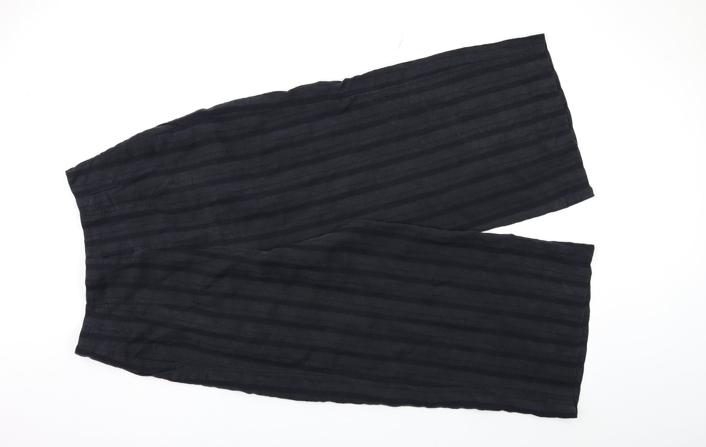H&M Womens Black Striped  Cropped Trousers Size 14 L24 in