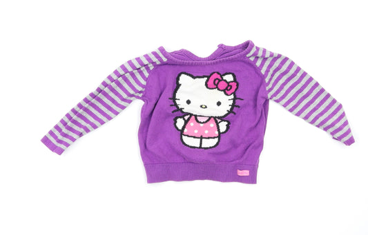 Front view of Marks & Spencer Baby Purple Spotted jumper, size 12-18, Months
