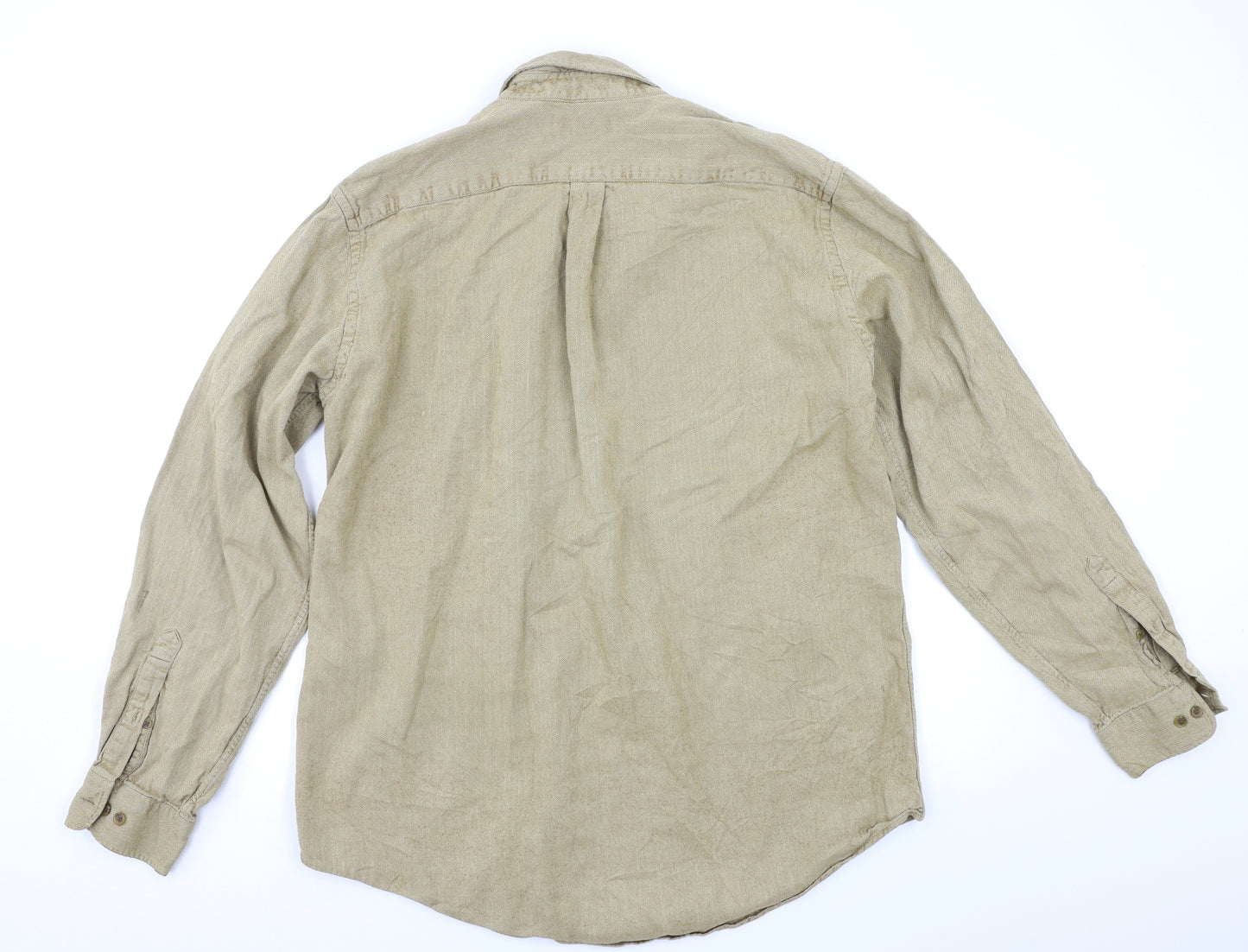 Lands End Mens Beige    Button-Up Size L