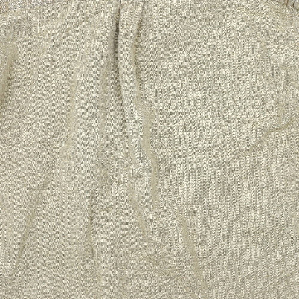 Lands End Mens Beige    Button-Up Size L