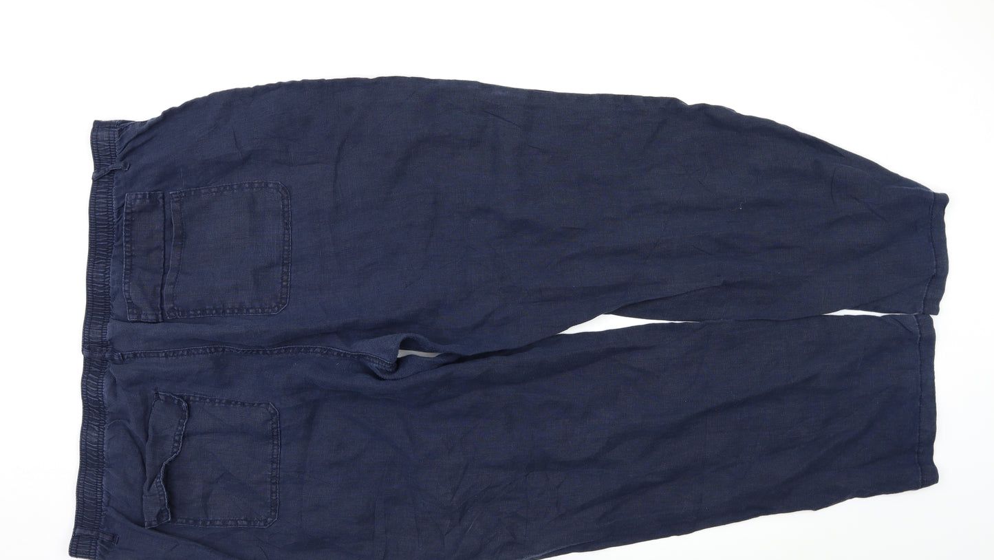M&S Womens Blue   Cargo Trousers Size 22 L27 in