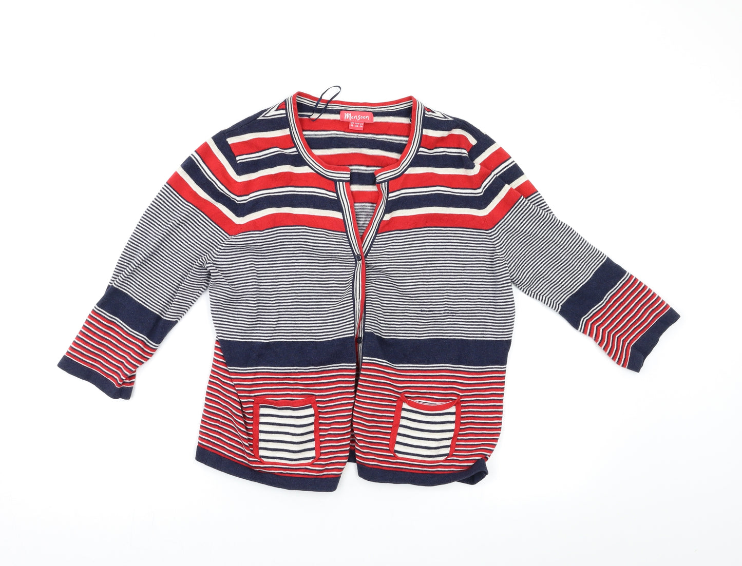 Monsoon Womens Multicoloured Striped  Cardigan Jumper Size 18