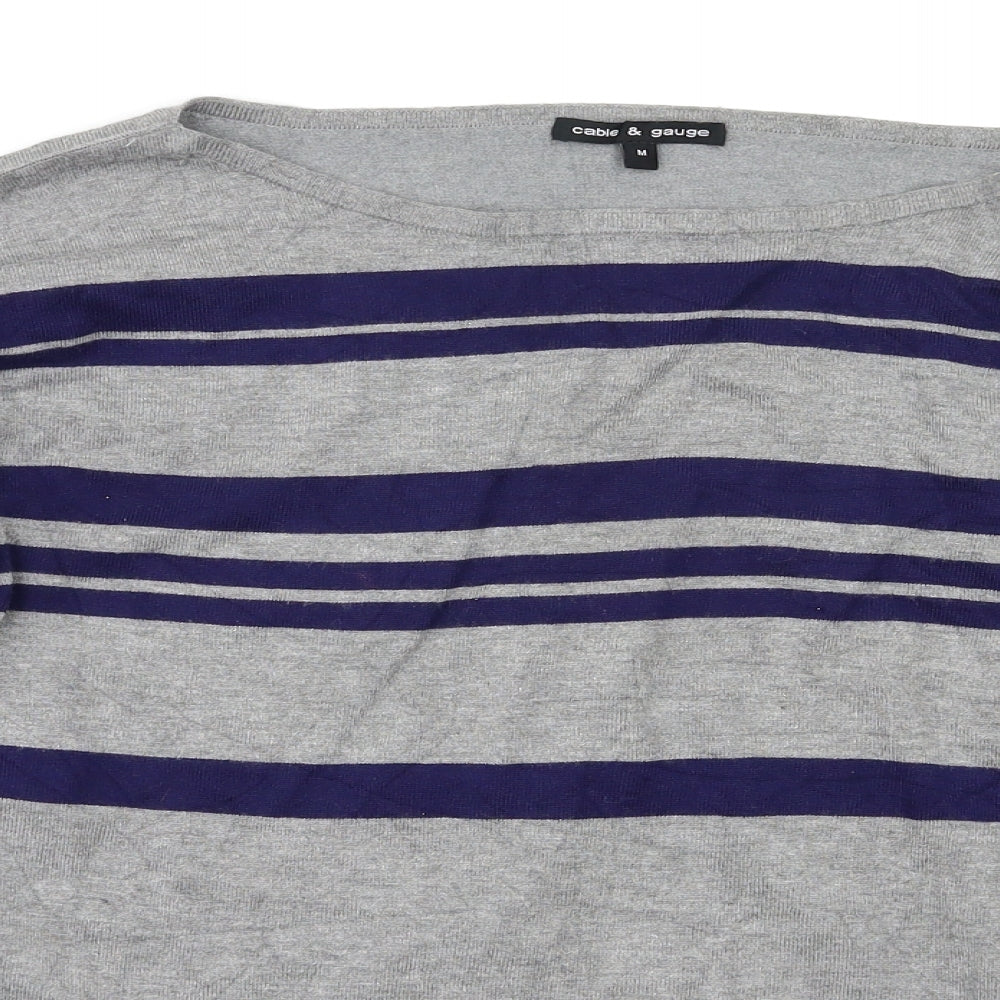 Cable & Gauge Womens Multicoloured Striped  Pullover Jumper Size M
