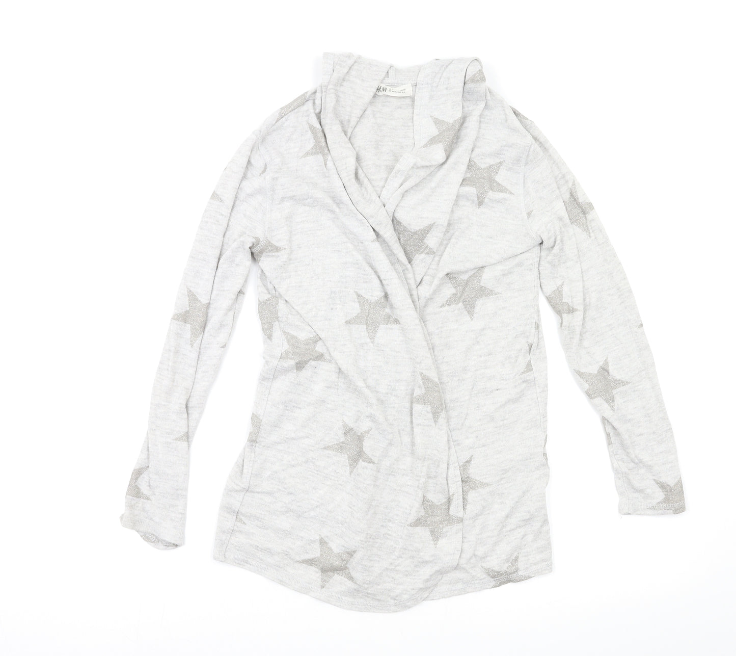 H&M Girls Grey Geometric  Cardigan Jumper Size 10-11 Years