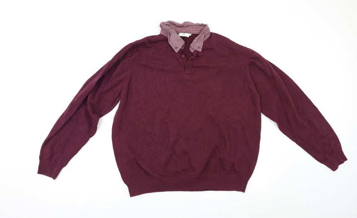 Cotton Traders Mens Purple Pullover Jumper Size L