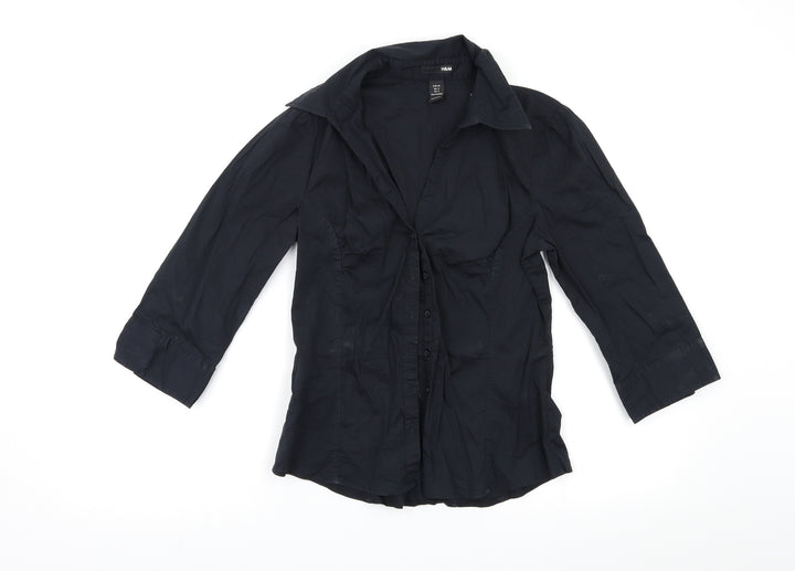 H&M Womens Black   Basic Button-Up Size 10