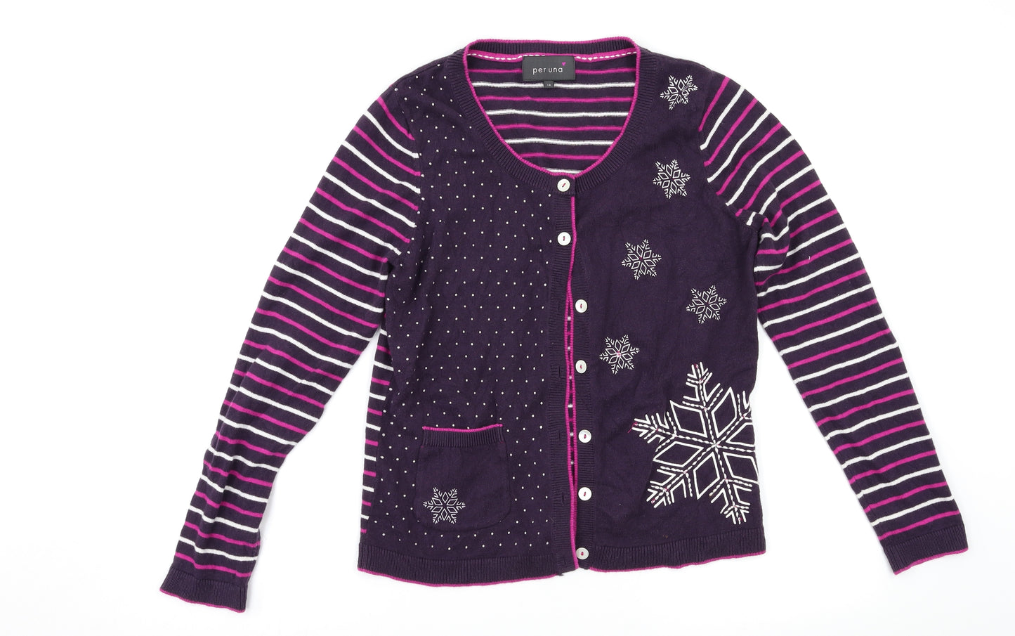 Per Una Womens Multicoloured Striped  Cardigan Jumper Size 12